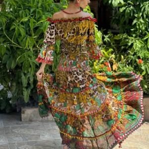 Conjunto de top e saia Dolce Mare em algodao, mangas longas, lindo da Antica Sartoria