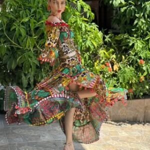 Conjunto de top e saia Dolce Mare em algodao, mangas longas, lindo da Antica Sartoria
